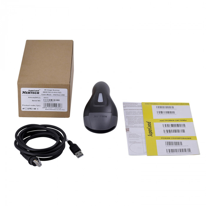 Проводной сканер штрих-кода MERTECH 610 P2D SuperLead USB Black в Перми